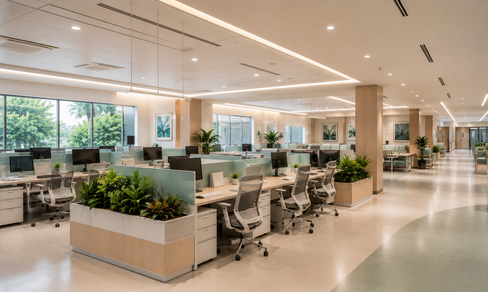 Open workstation seating area
