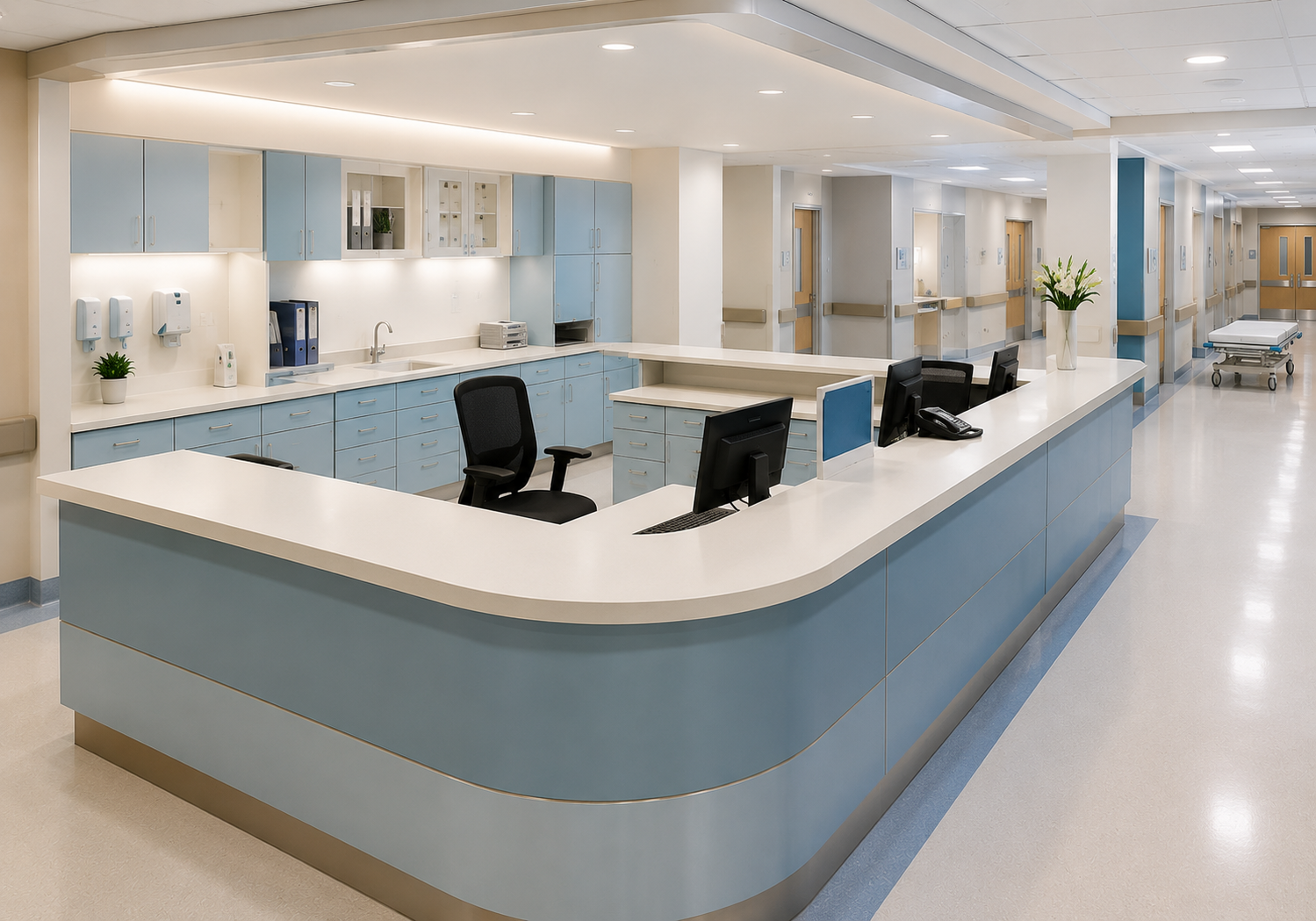 Nurse station and reception counter fabrication